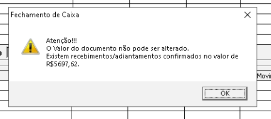 Mensagem de aviso