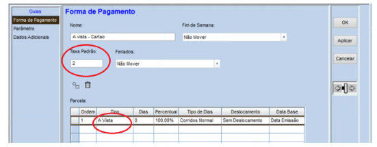 Acréscimo da taxa padrão