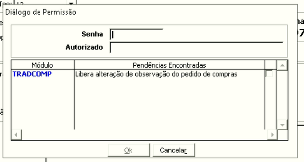 Mensagem liberação