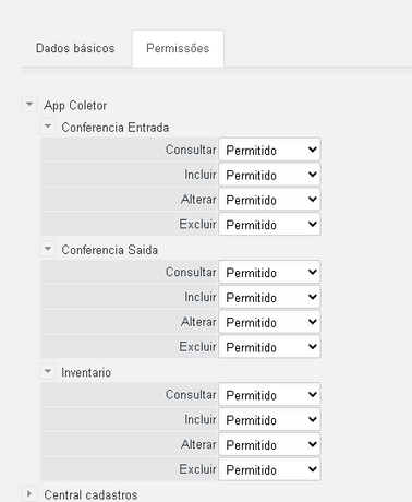 Permissão de acesso APP Coletor