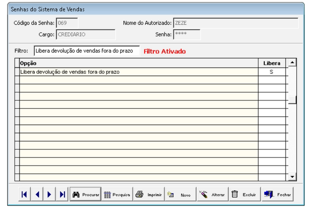 Alteração permissão