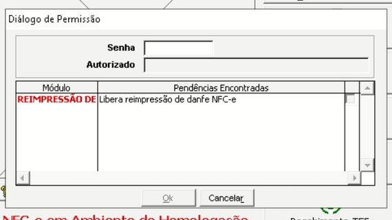 Solicitação de senha