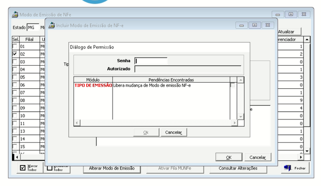 Mensagem modo de emissão NF-e