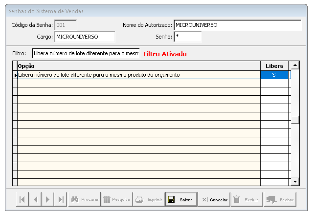 Alteração permissão
