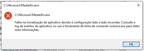 Mensagem de erro