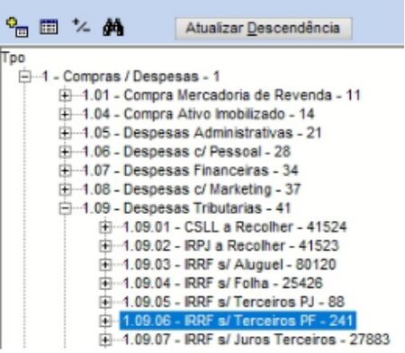 TPO de Aluguel contas a pagar com o lançamento de despesas de aluguel IR Retido 3