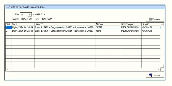 Grid de consulta