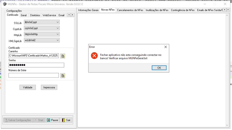 Arquivo:Erro ao tentar conectar na base de dados. Erro- DBX Error- Driver could not be properly initialized. Client library may be missing, not installed properly, or of the wrong version.png