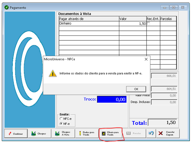 Cliente para Venda