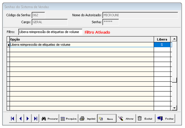 Alteração permissão