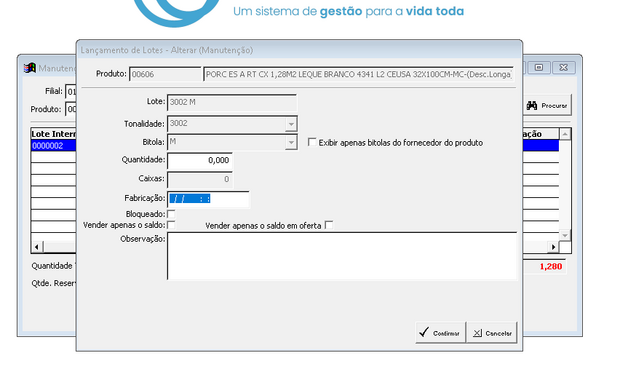 Zerar o lote