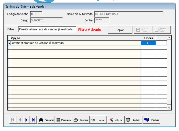 Alteração permissão