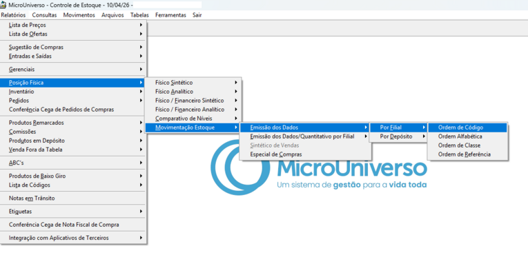 Caminho configuração