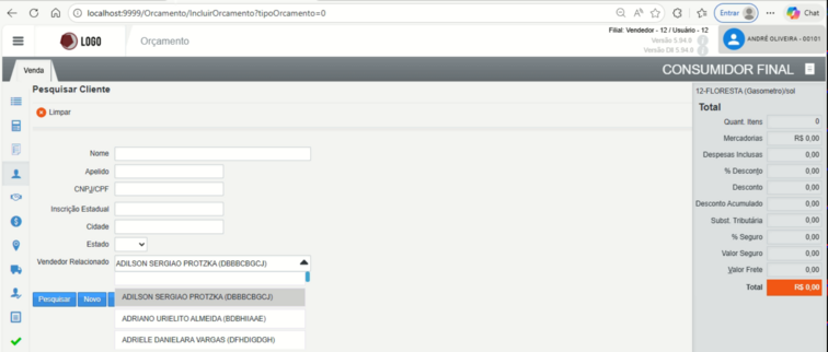 Alteração parâmetro
