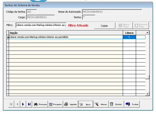 Alteração permissão