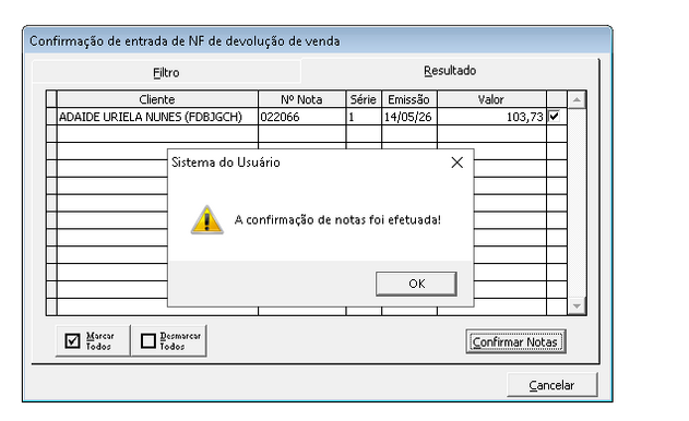 Confirmação da Nota