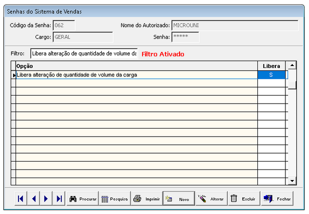 Alteração permissão