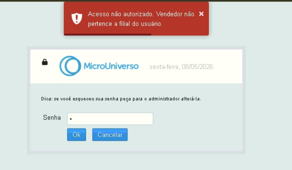 Mensagem de aviso