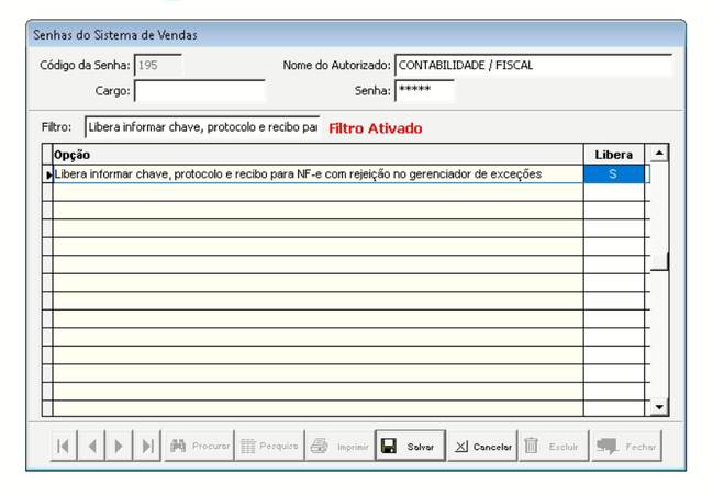 Alteração permissão