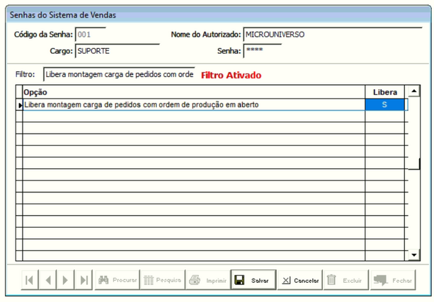 Alteração permissão