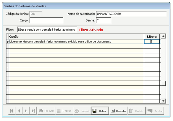 Alteração permissão