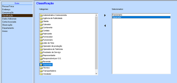 Inclusão classificação