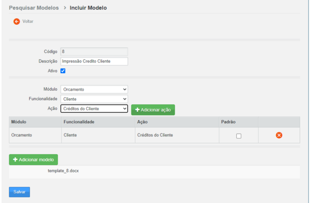 Alteração do parâmetro